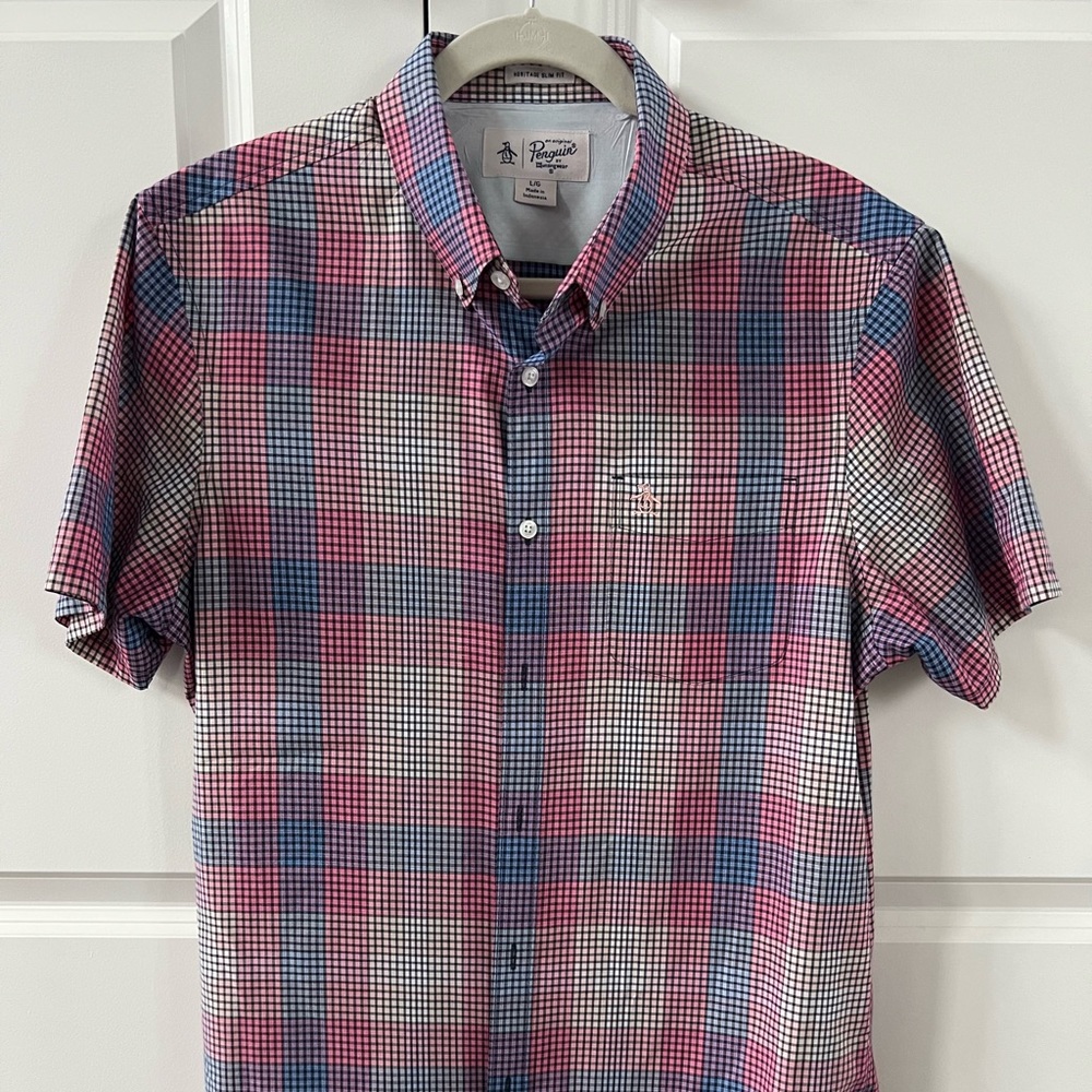 Penguin short sleeve collared button down.